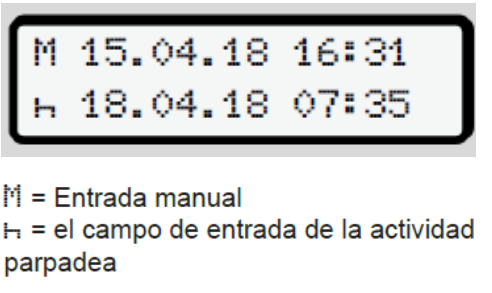 entrada adicional de activada en tacógrafo digital